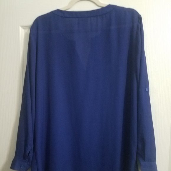 Landa Cobalt Blue Blouse 1X EUC - Picture 2 of 5